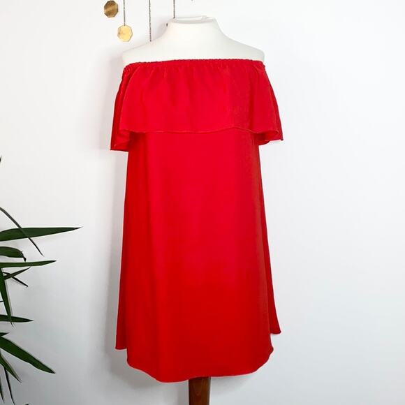 Wilfred Aritzia Extra Extra Small Red Neuchatel Off-The-Shoulder Ruffle Dress - Picture 1 of 8